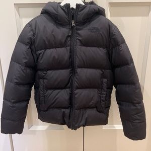 North Face boys 7/8 down jacket black